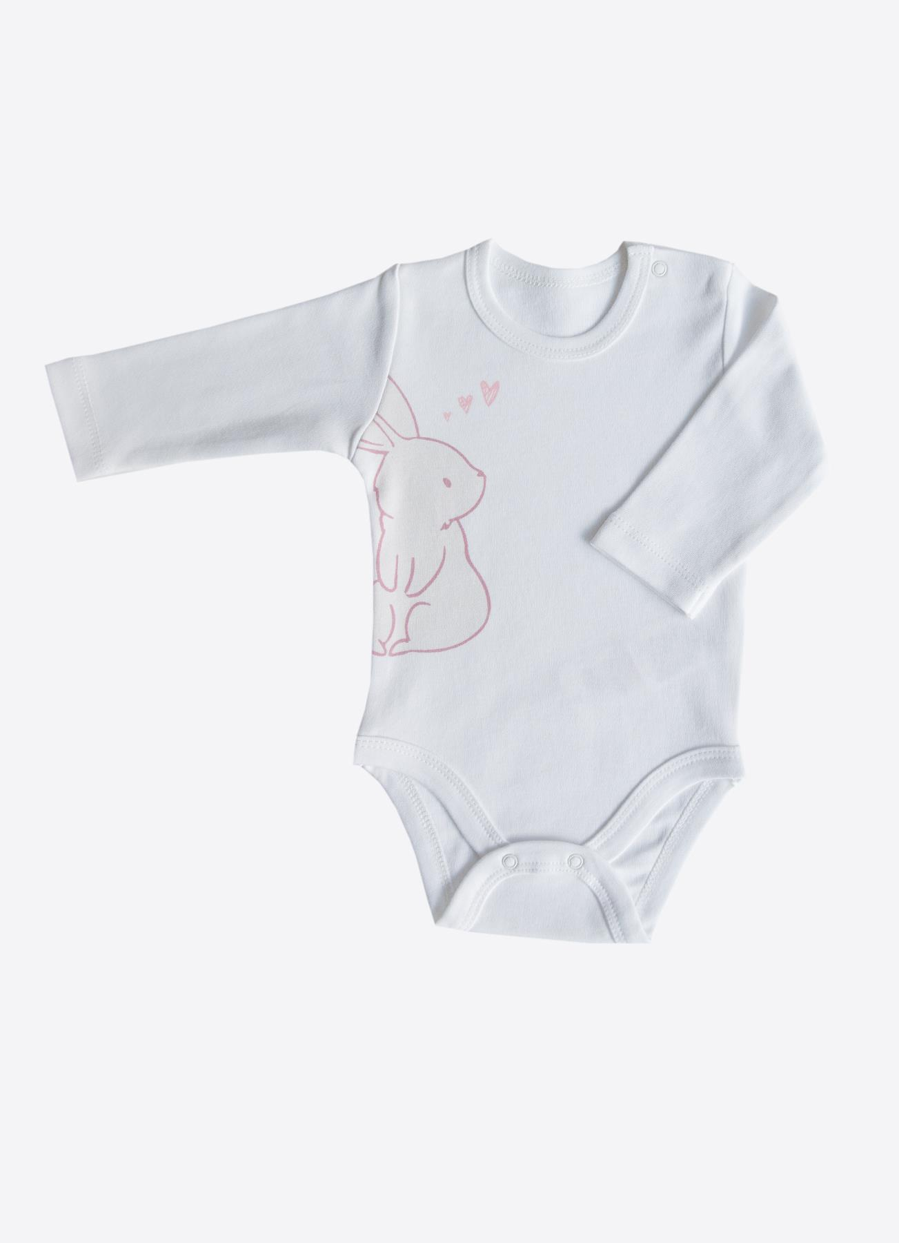 ORGANİK CUTE RABBIT 3'LÜ UZUN KOL BODY PEMBE