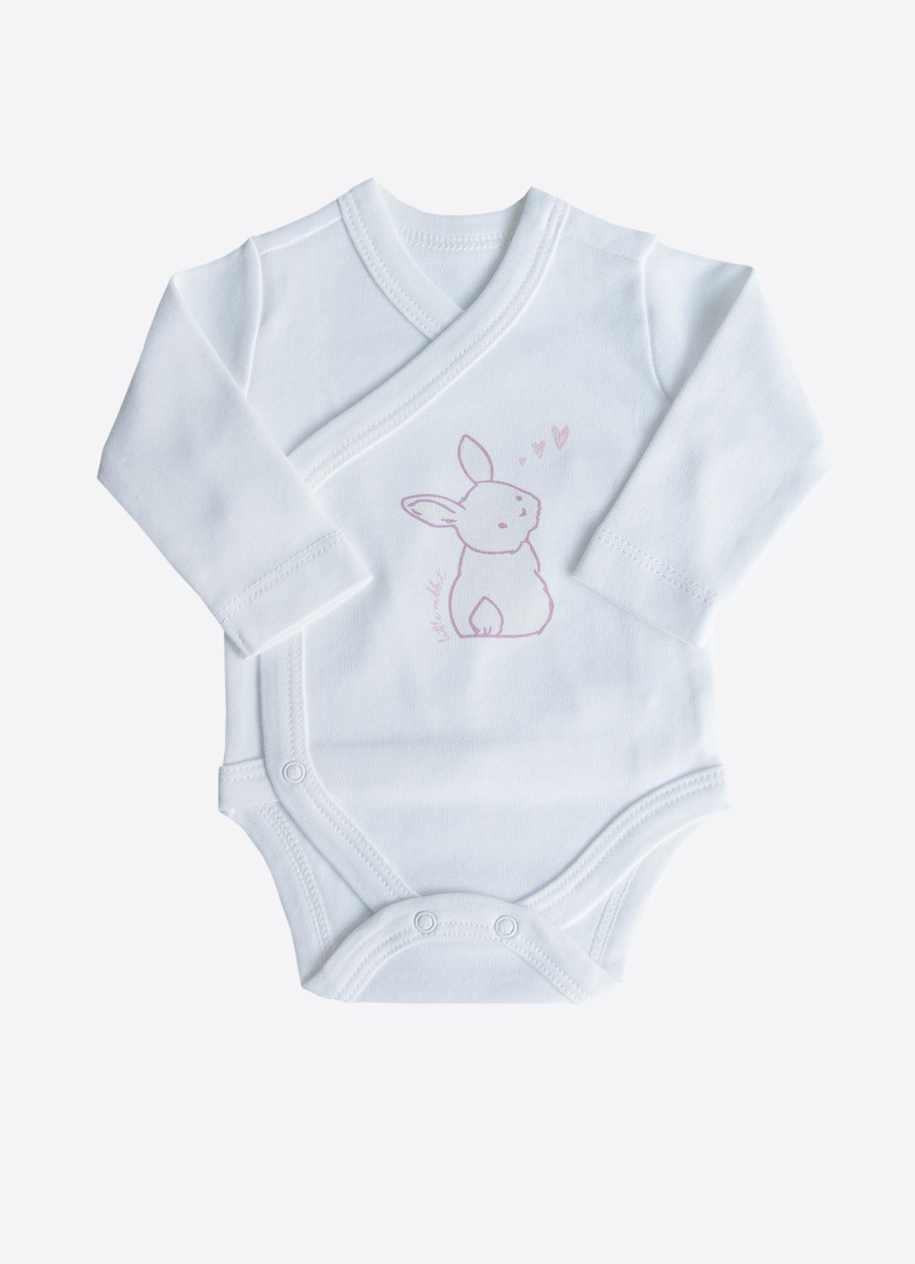 ORGANİK CUTE RABBIT 3'LÜ  UZUN KOL KRUVAZE BODY PEMBE