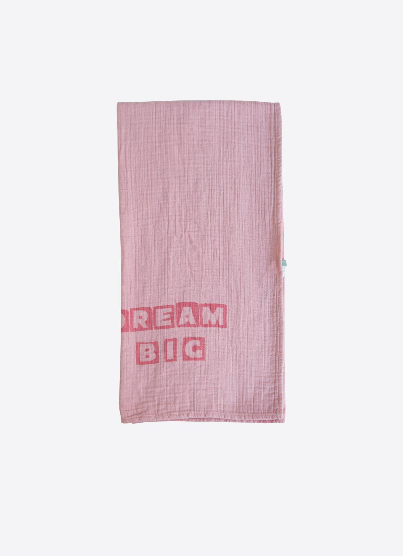 Organik Dream Big Müslin Battaniye Pembe