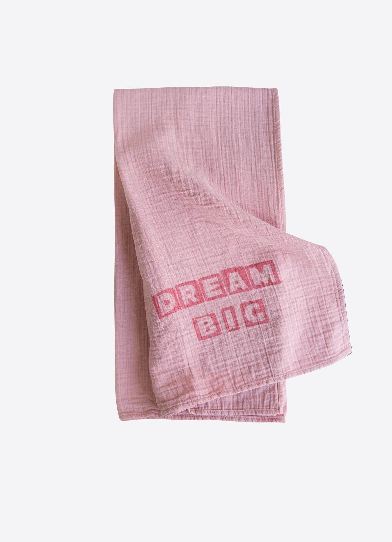 Organik Dream Big Müslin Battaniye Pembe