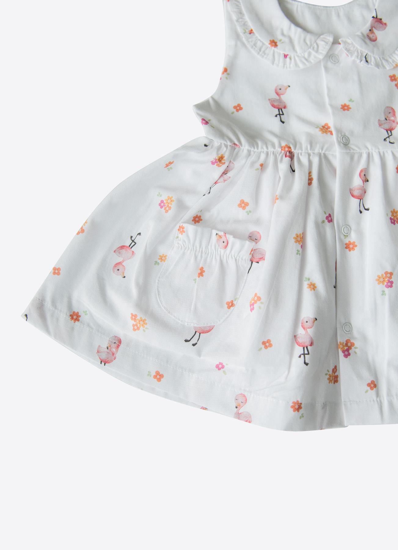 ORGANİK FLAMINGO GIRL ELBİSE BEYAZ