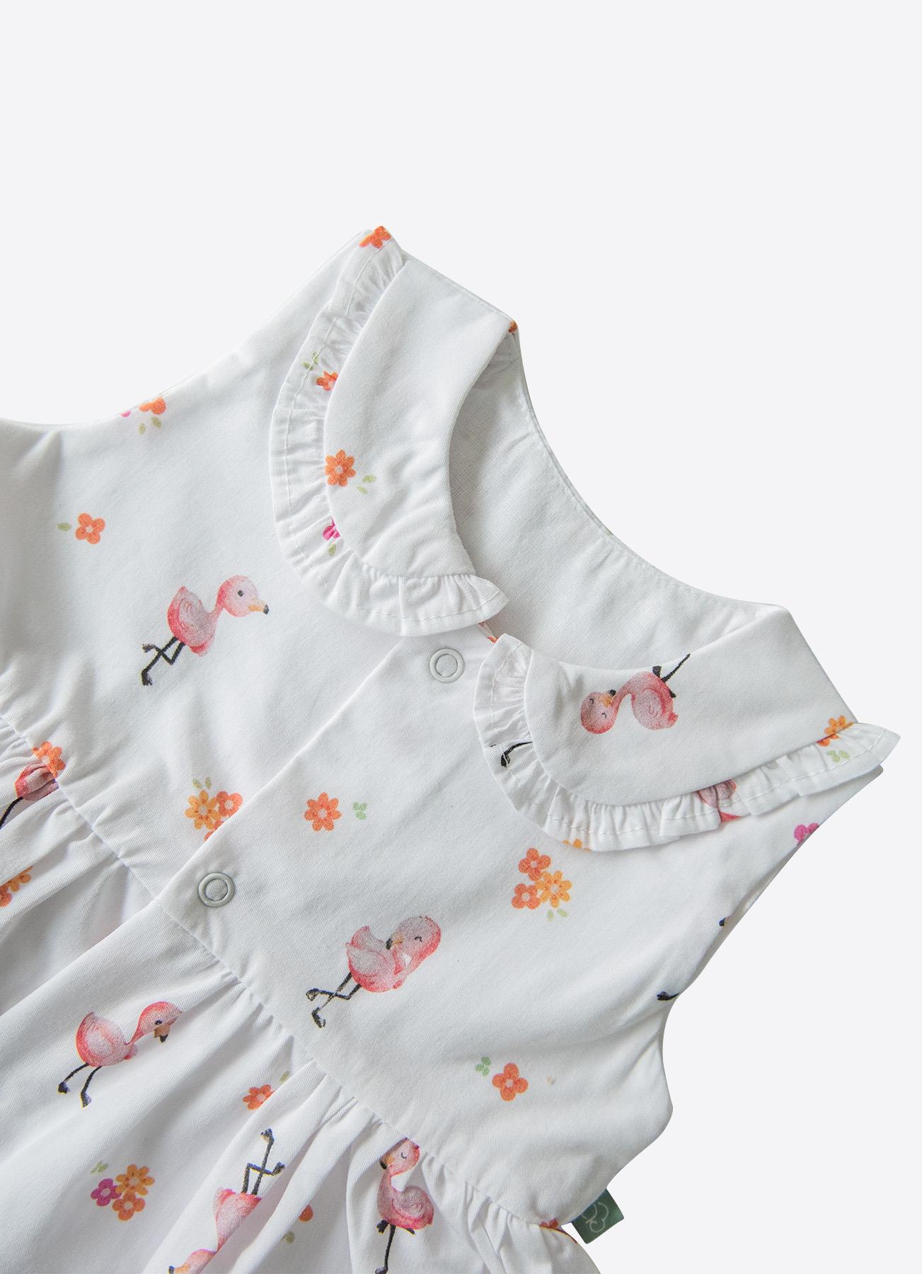 ORGANİK FLAMINGO GIRL ELBİSE BEYAZ