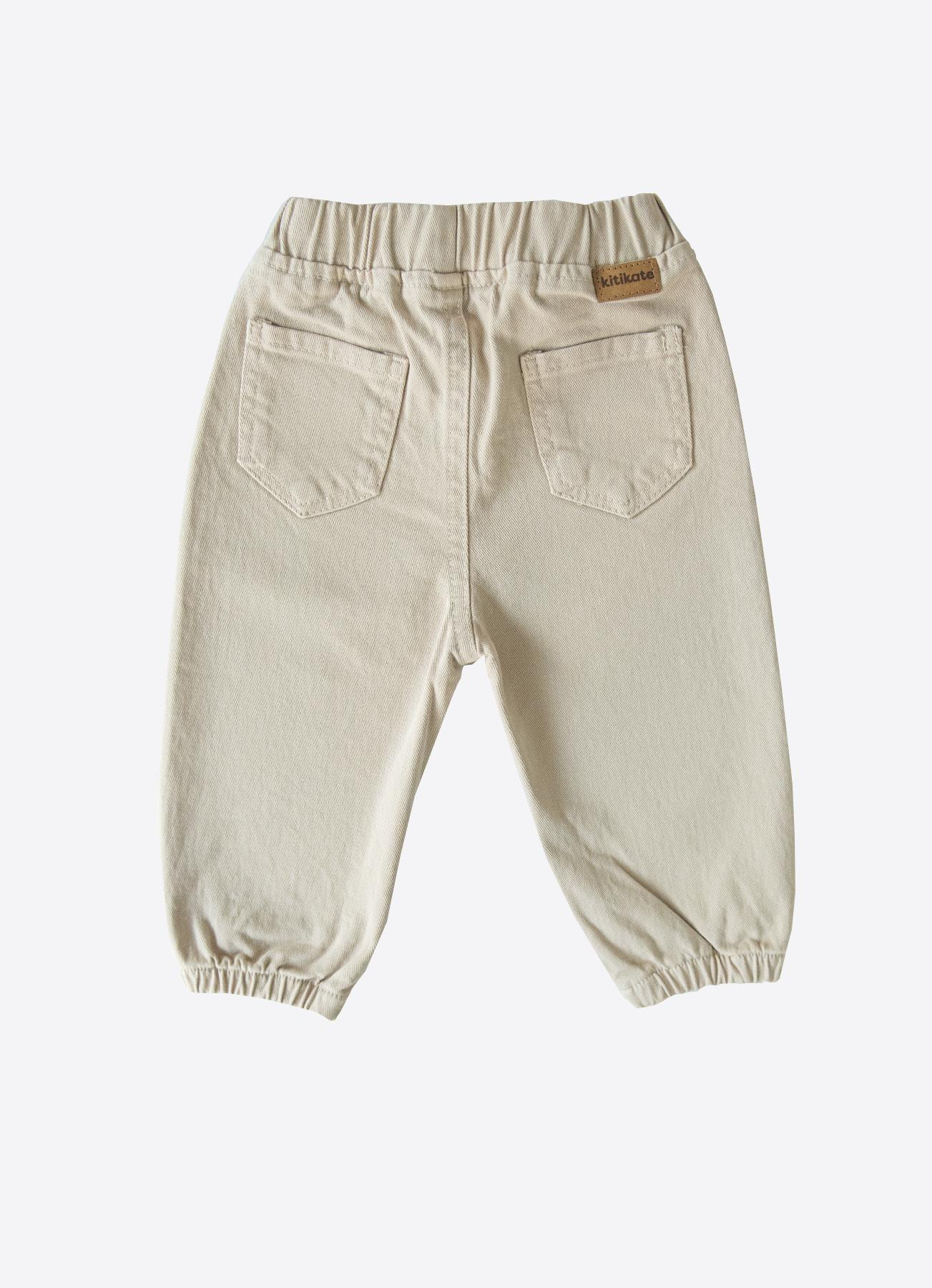 ORGANİK GABARDİN BEBEK PANTOLON BEJ