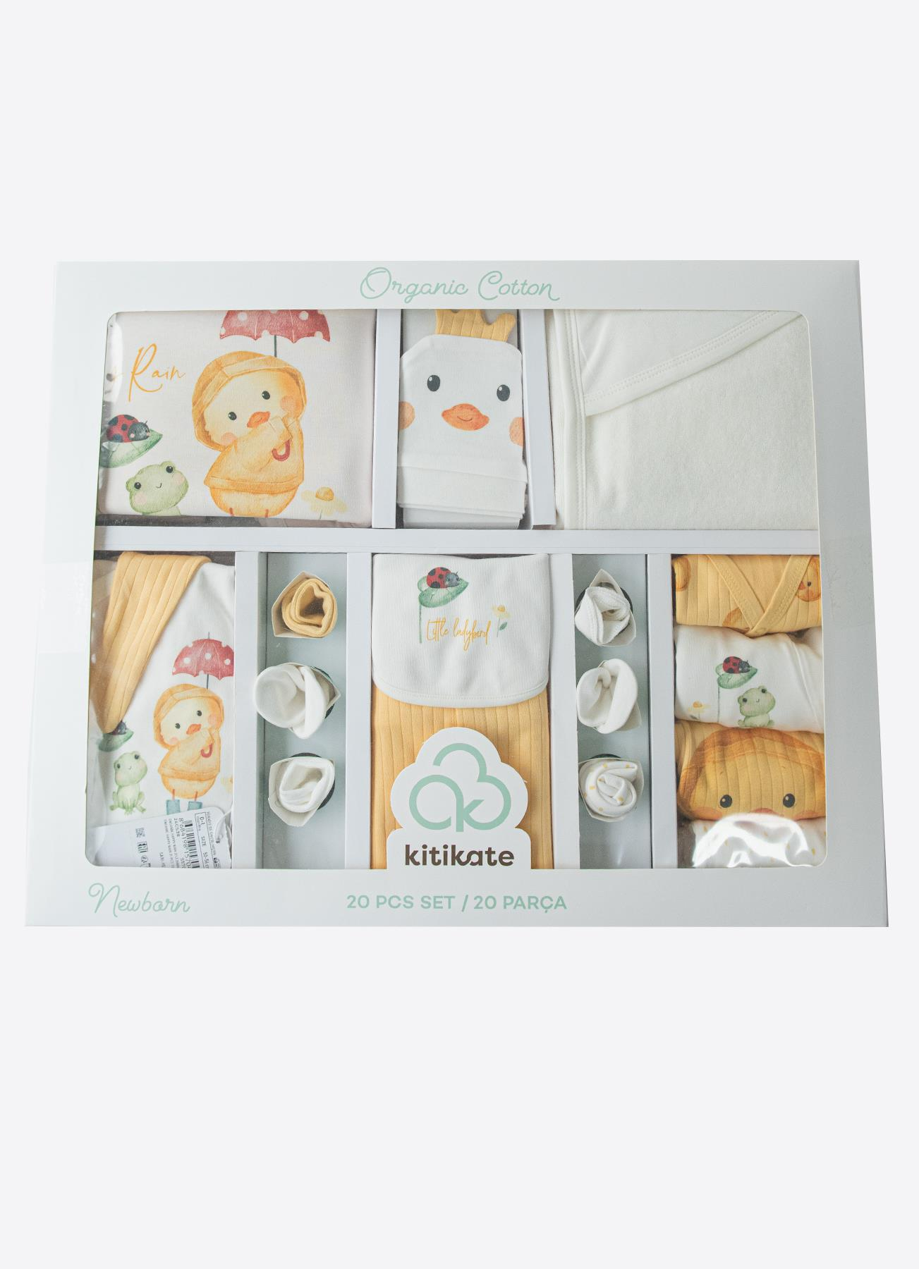 Organik Happy Rain 21'li Hastane Çıkış Seti Sarı