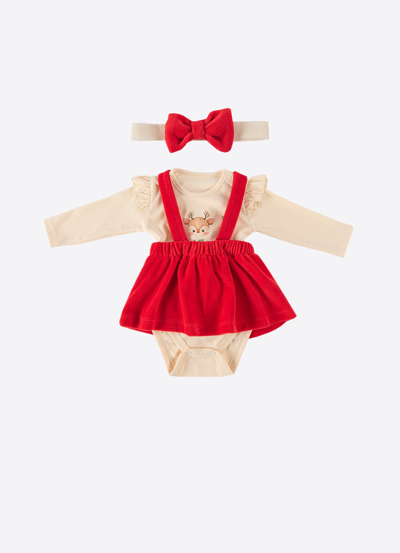 ORGANİK HELLO LITTLE ONE 3'LÜ TAKIM KIRMIZI