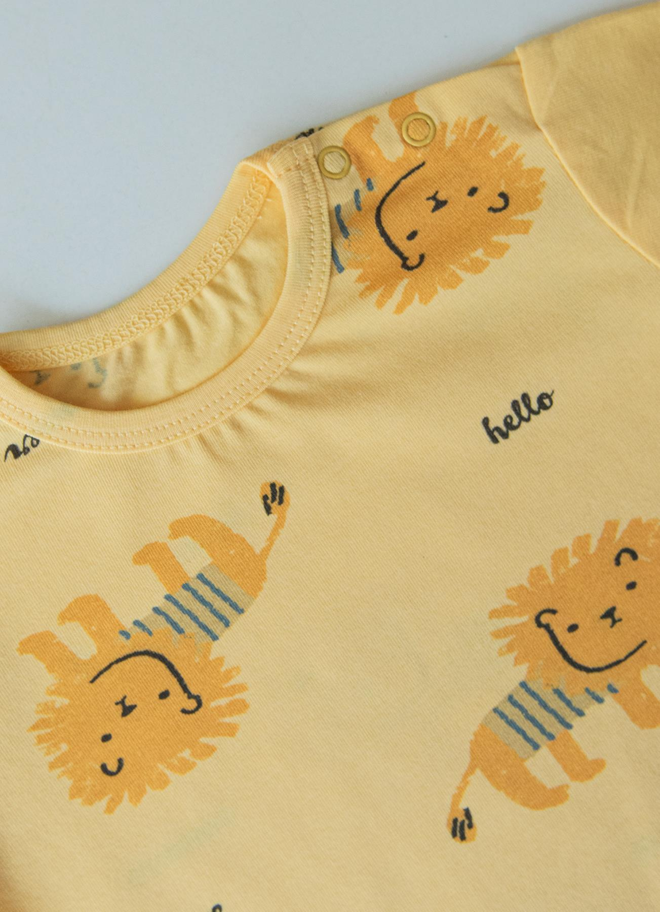 Organik Hello Summer Şort Salopet 2'li Takım Sarı