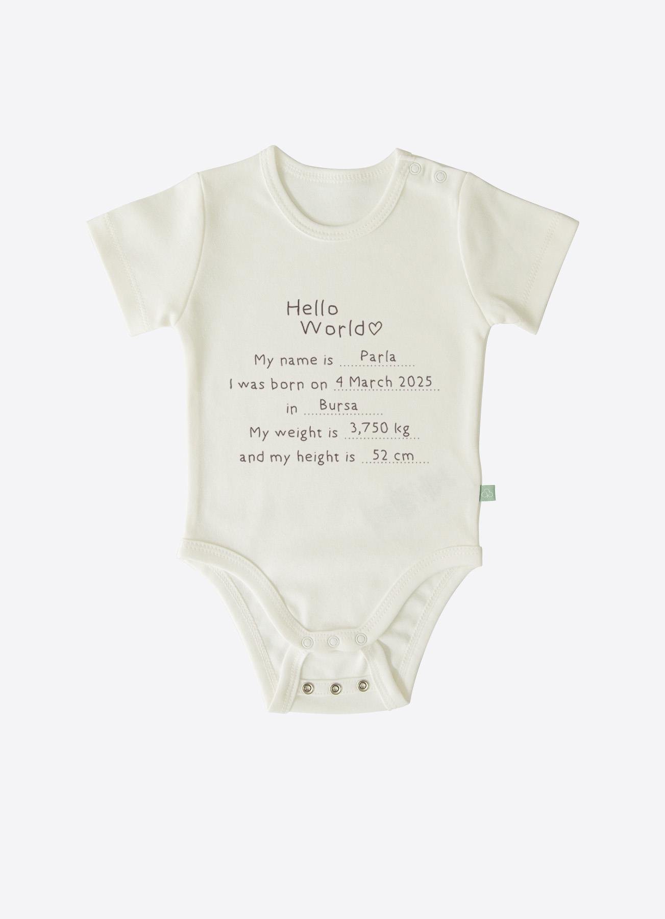 ORGANİK HELLO WORLD KISA KOL  UZAYAN BODY EKRU