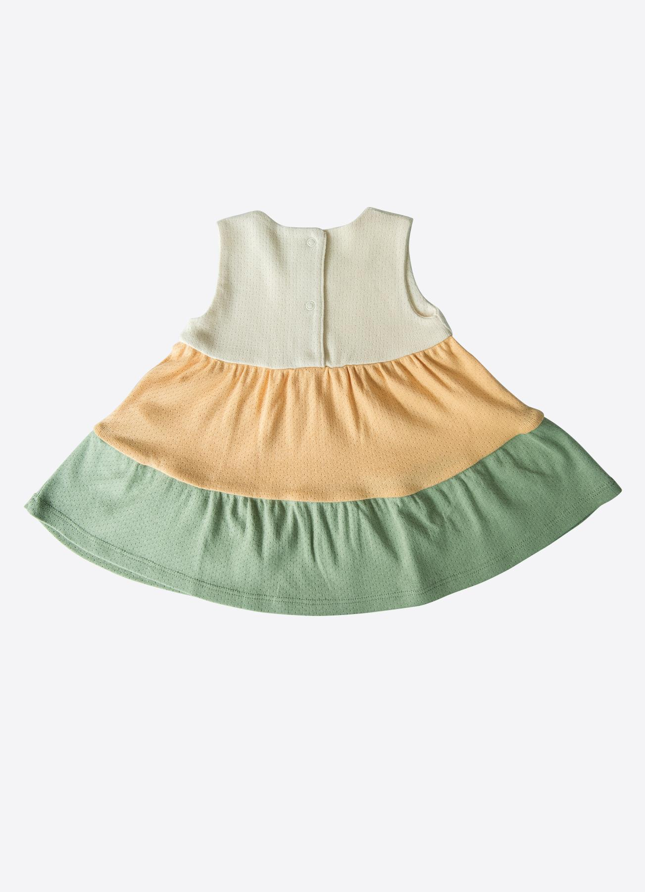 ORGANİK JIMO ELBİSE BEBEK BOY NATURAL-KAVUN-YEŞİL