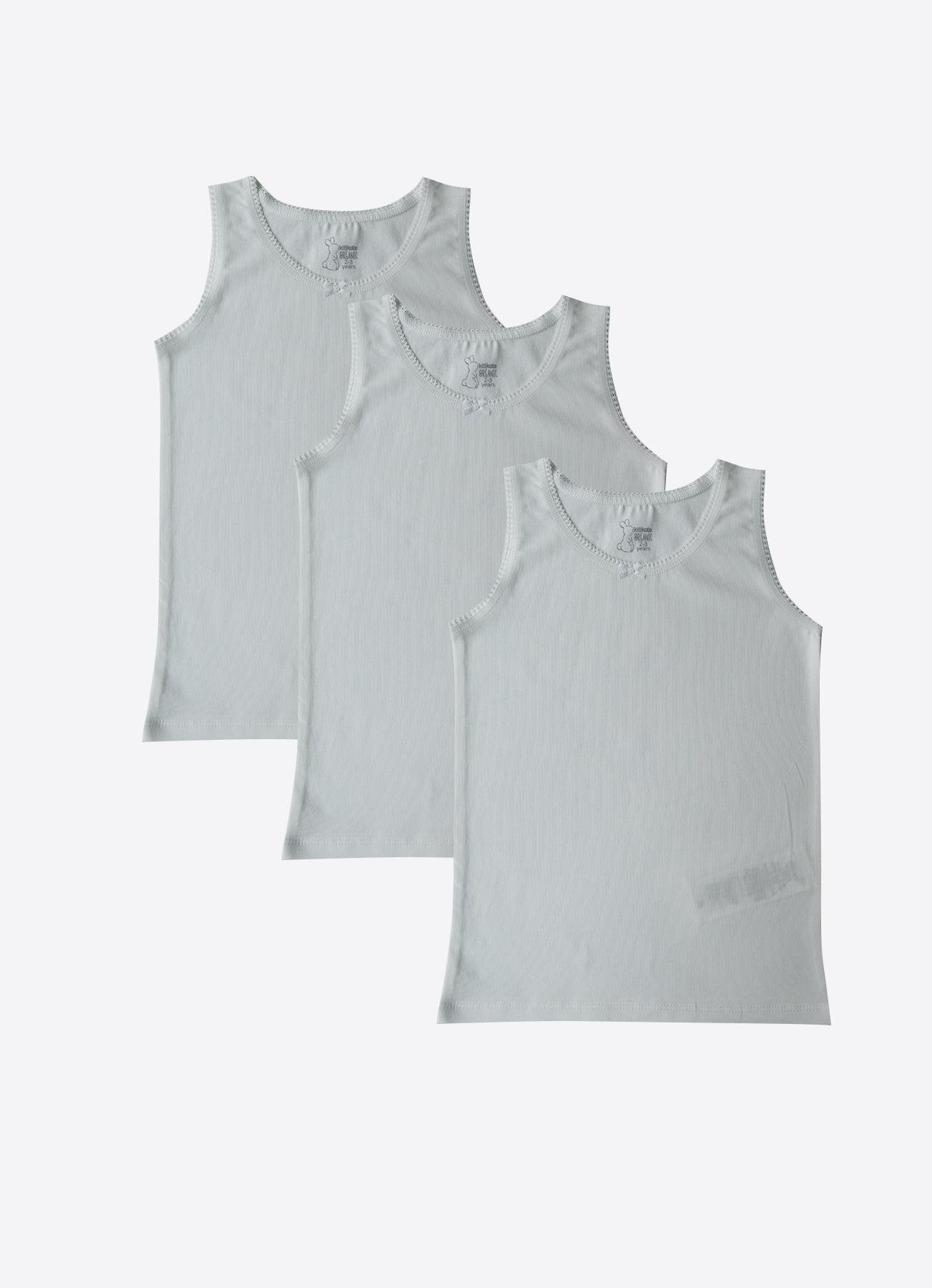 ORGANİK KLASİK 3'LÜ KIZ ATLET BEYAZ