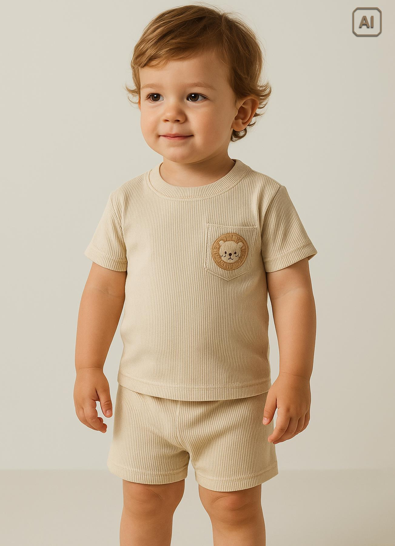 Organik Lion Head 2'li Takım Bej