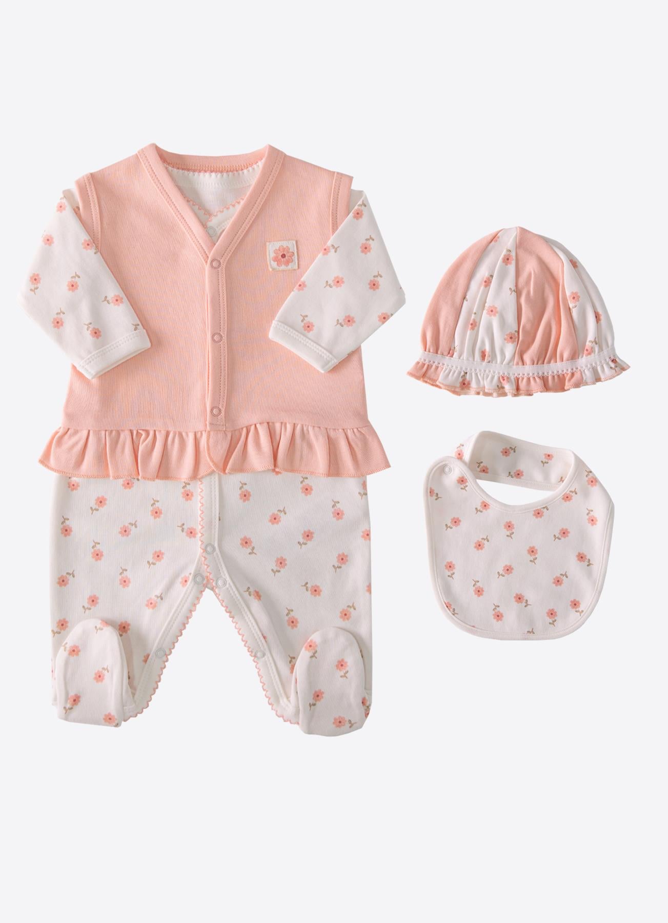 ORGANİK LOVELY FLOWERS 4'LÜ TULUM SET PEMBE