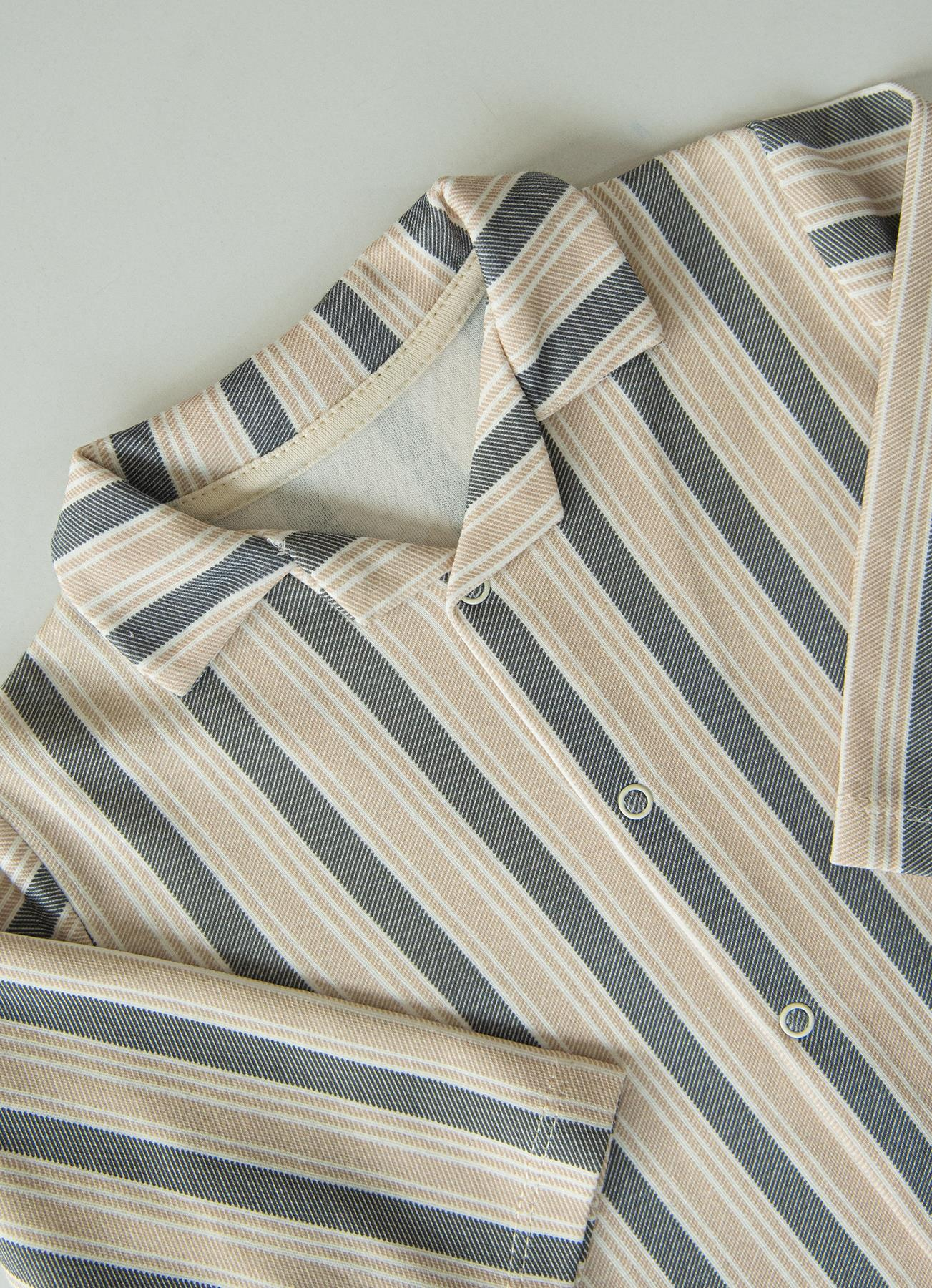 ORGANİK LUDO PİJAMA TAKIMI BEJ-LACİVERT