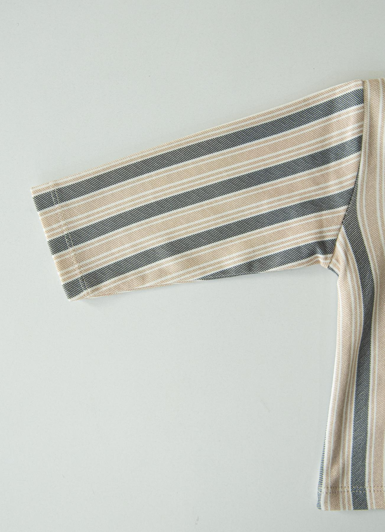 ORGANİK LUDO PİJAMA TAKIMI BEJ-LACİVERT