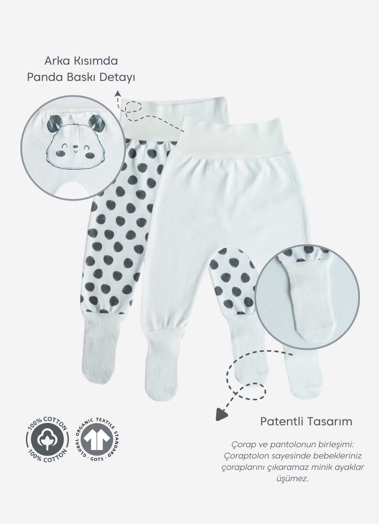 Organik Panda 2'li Çoraptolon Ekru