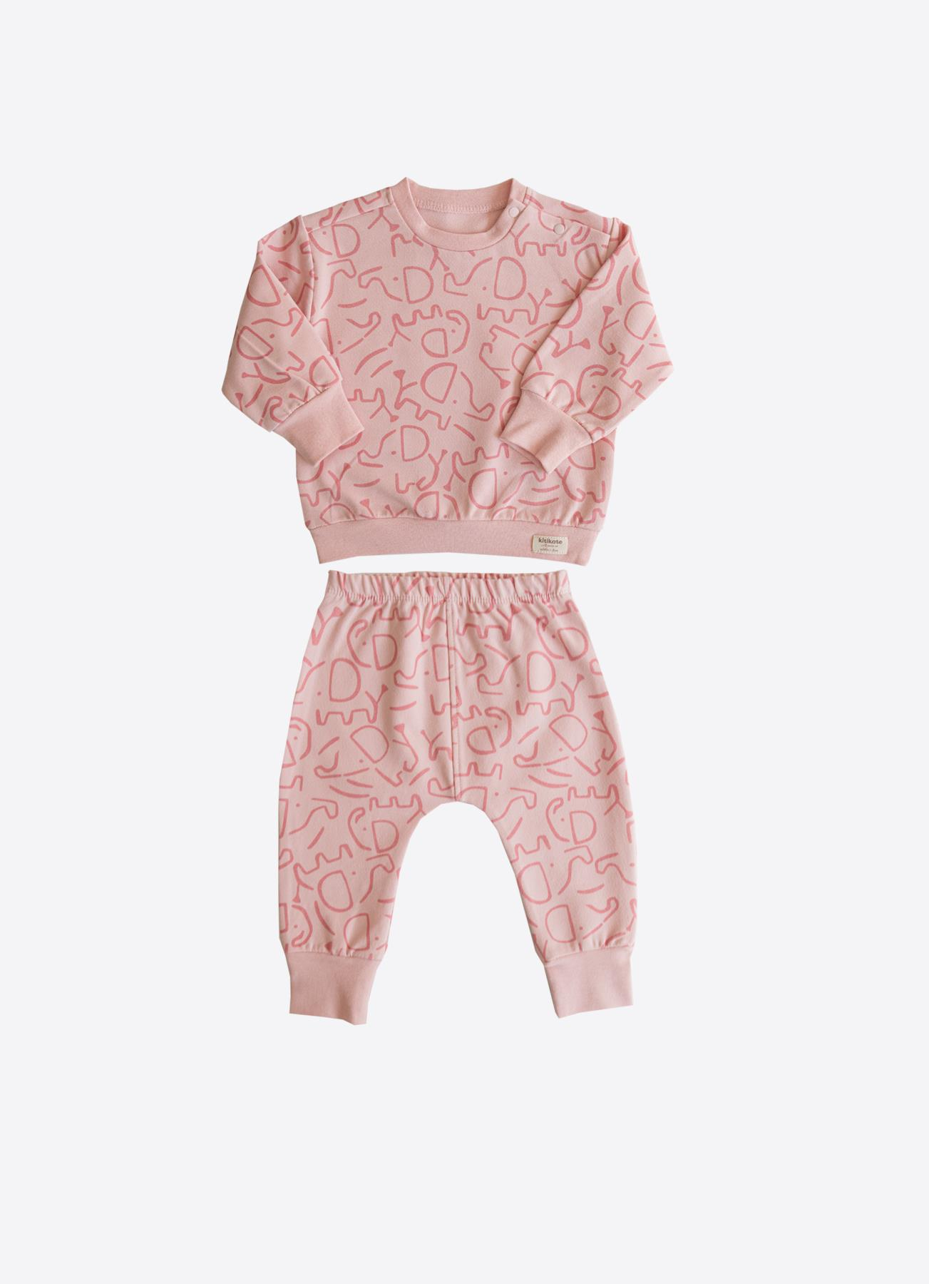 ORGANİK PINK ELEPHANT 2'Lİ TAKIM PEMBE