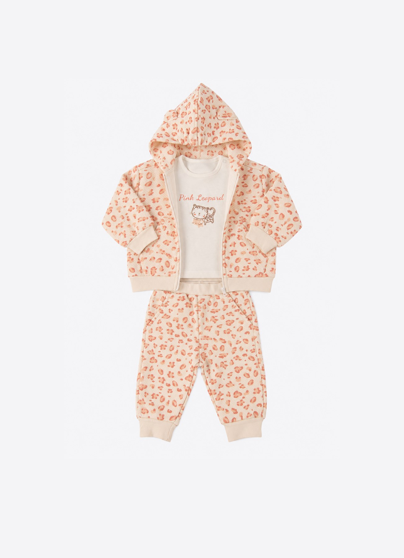 ORGANİK PINK LEOPARD 3'LÜ TAKIM NATURAL