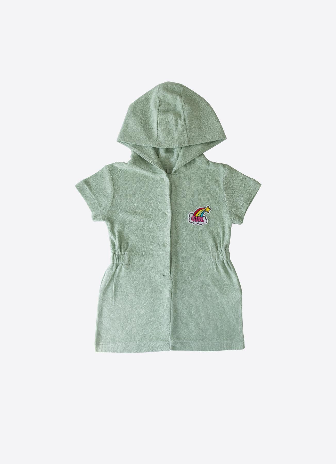 ORGANİK PREMIUM KIZ HAVLU ELBİSE YEŞİL