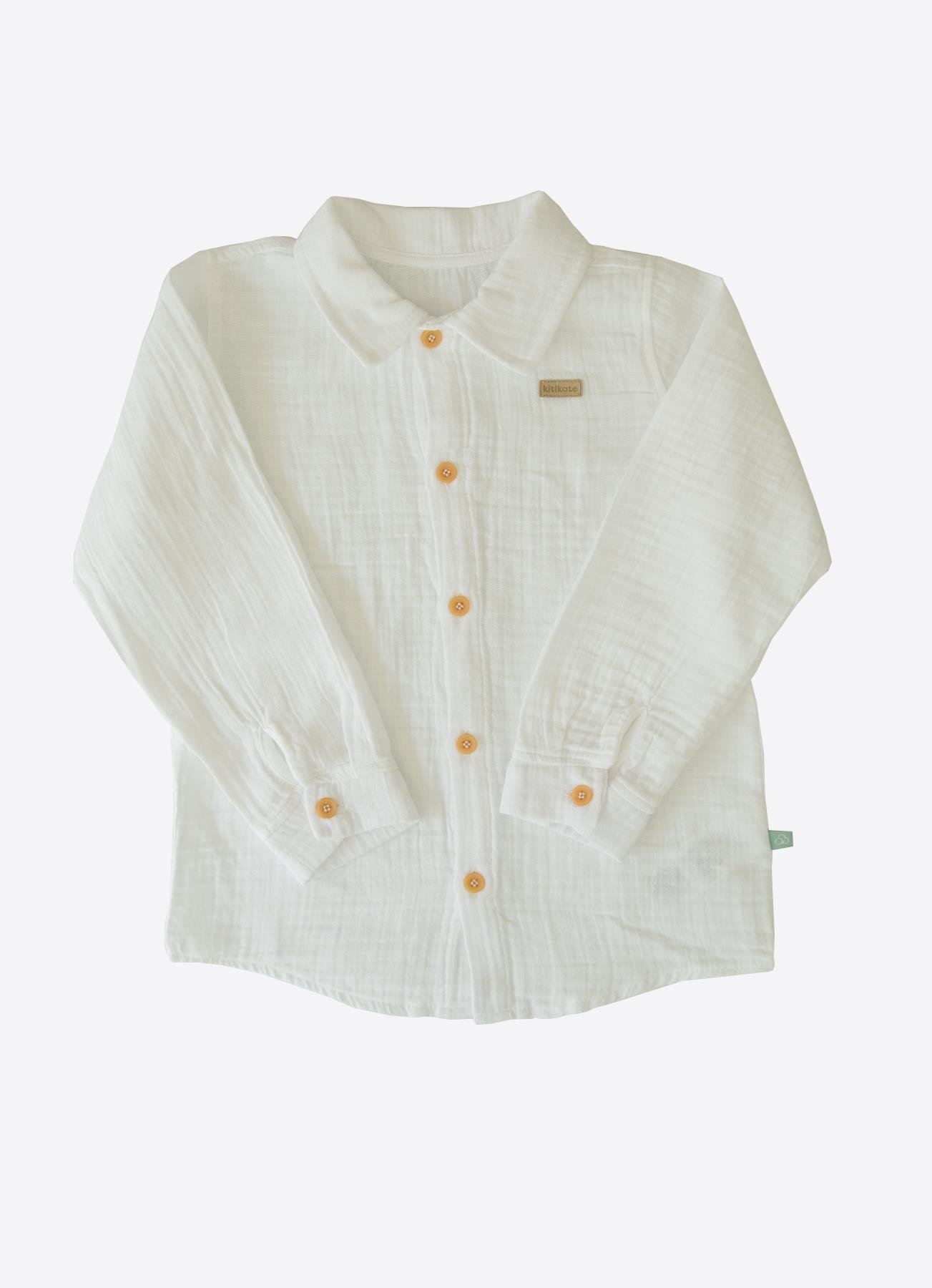 ORGANİK PUKA MÜSLİN GÖMLEK BEYAZ