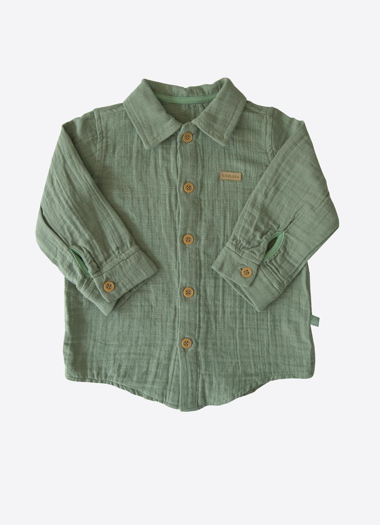 ORGANİK PUKA MÜSLİN GÖMLEK YEŞİL