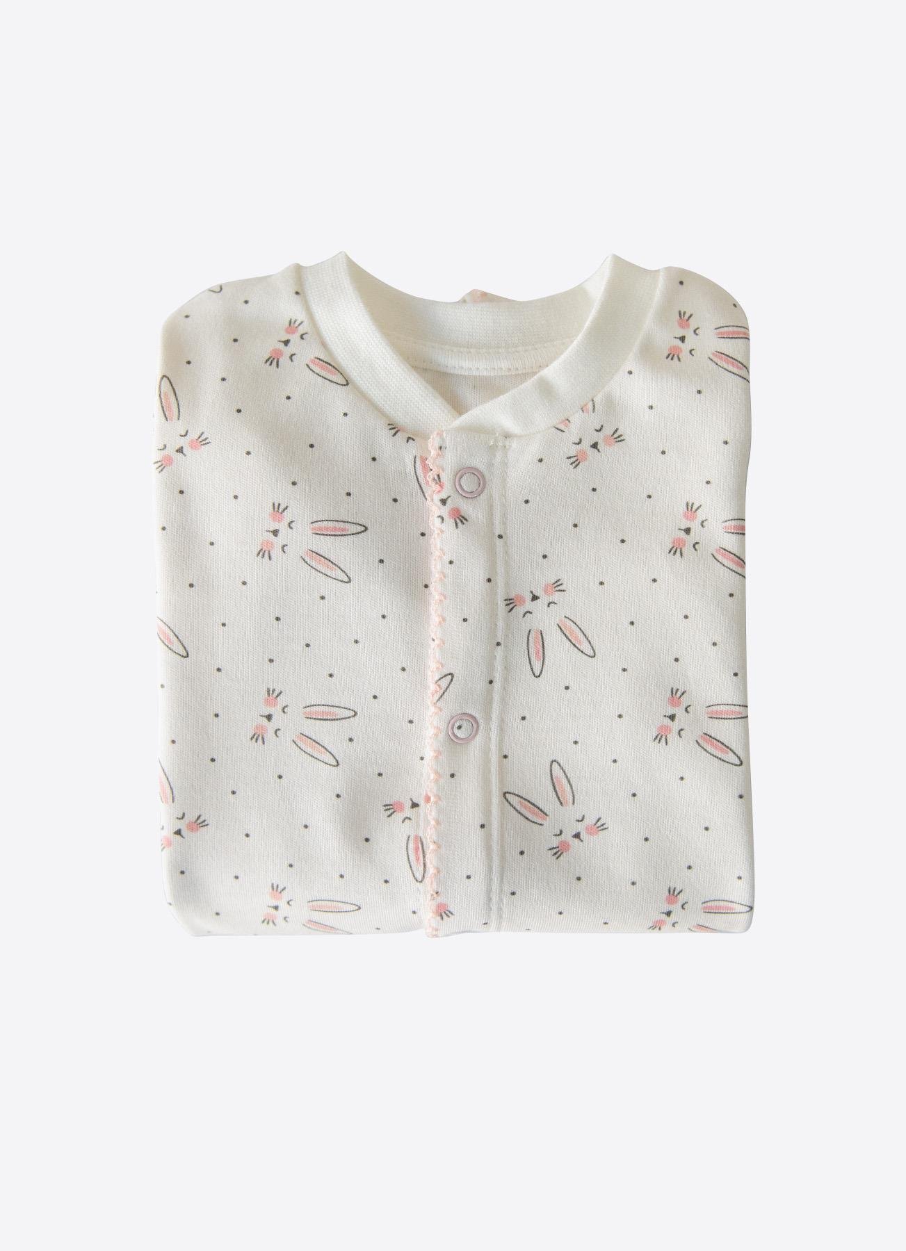 Organik Rabbit Şapkalı Tulum Ekru