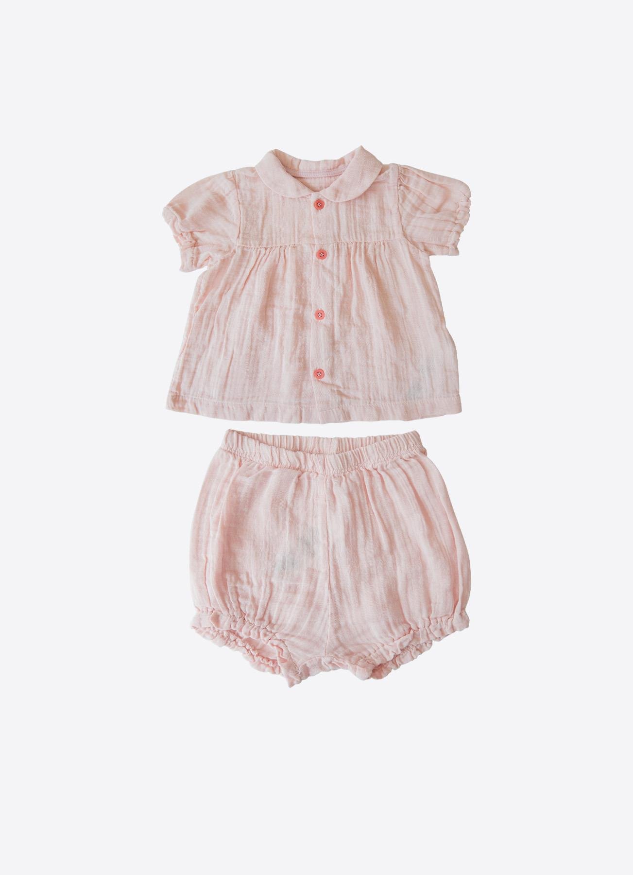 ORGANİK RITA MÜSLİN TOPDONLU 2'Lİ TAKIM PEMBE