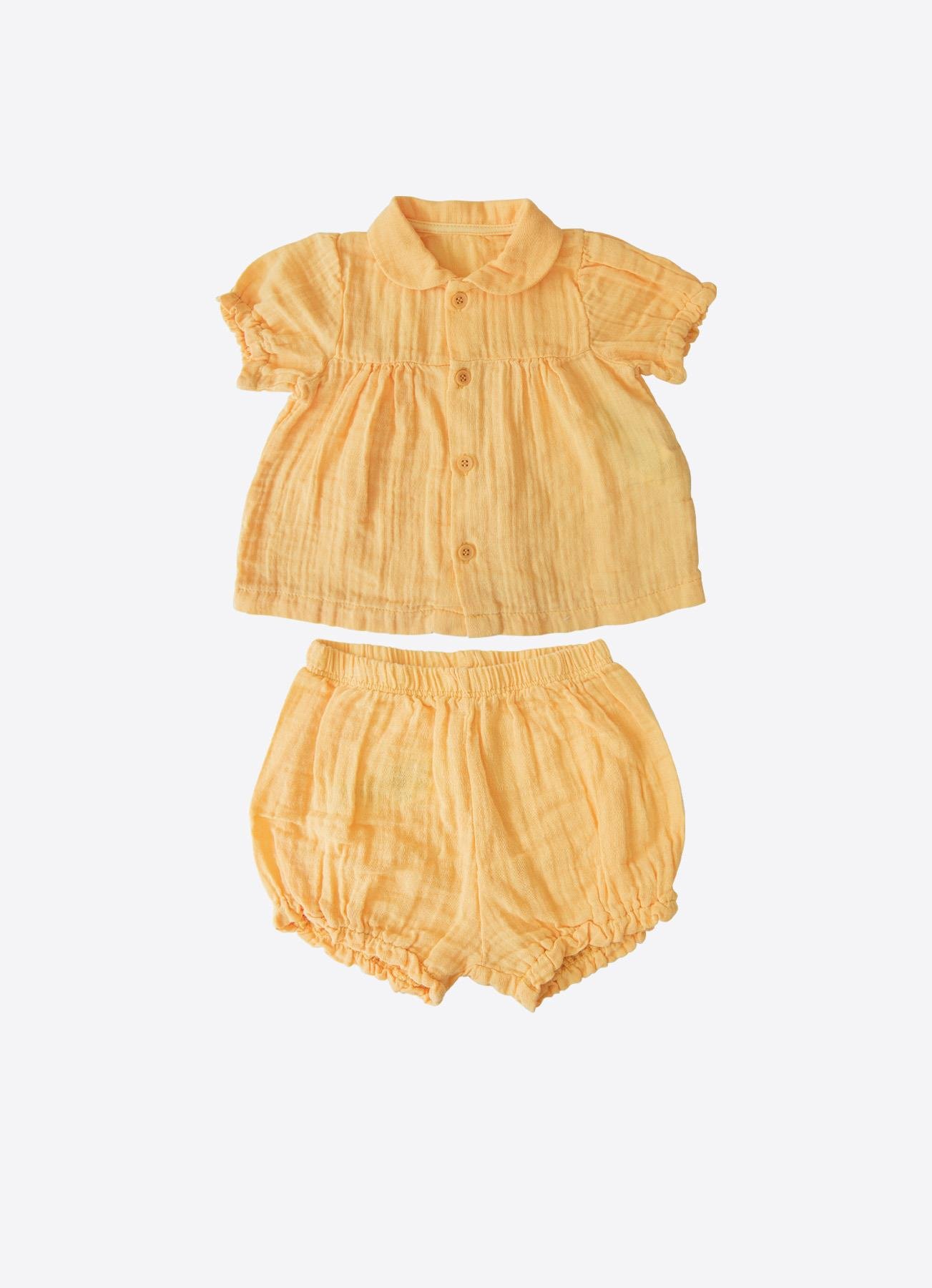 ORGANİK RITA MÜSLİN TOPDONLU 2'Lİ TAKIM SARI