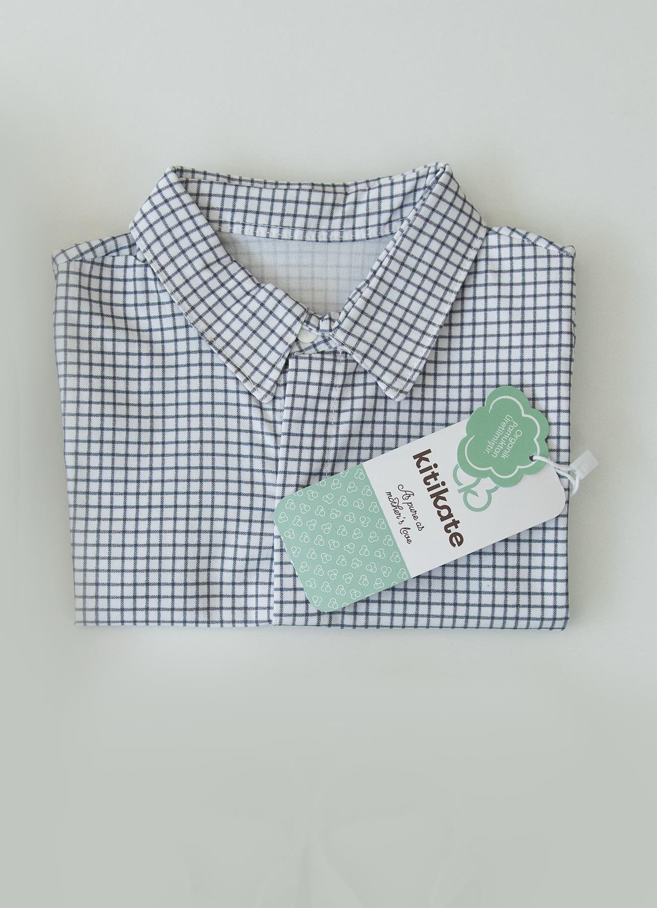 ORGANİK SAKU GÖMLEK BEYAZ-İNDİGO