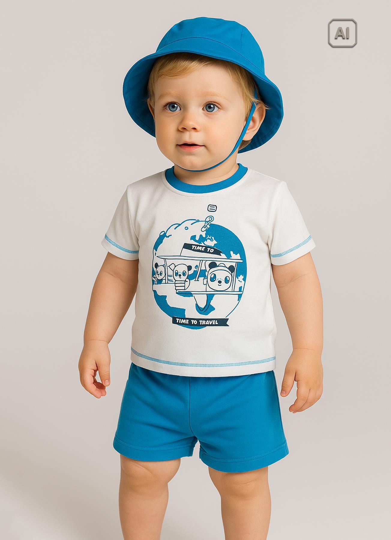 Organik Save Your Planet 3'lü Takım Beyaz Saks Mavi