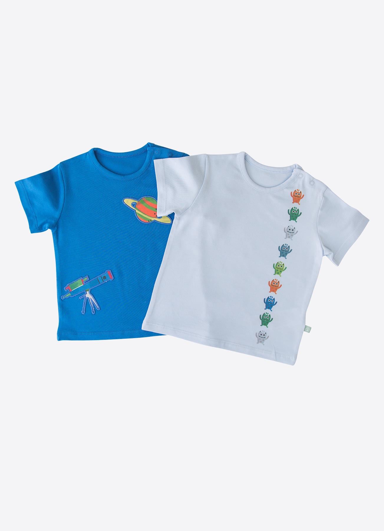 ORGANİK SPACE ROCKET 2'Lİ T-SHIRT MAVİ