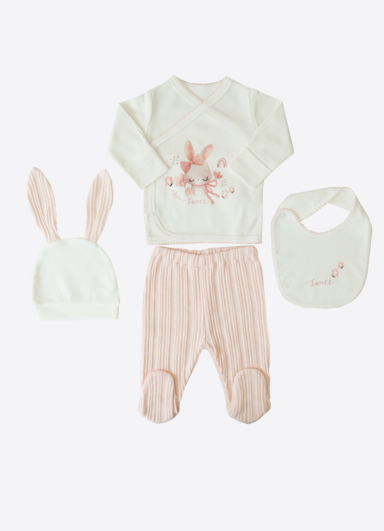 ORGANİK SWEET BUNNY 10'LU HASTANE ÇIKIŞ SETİ PEMBE
