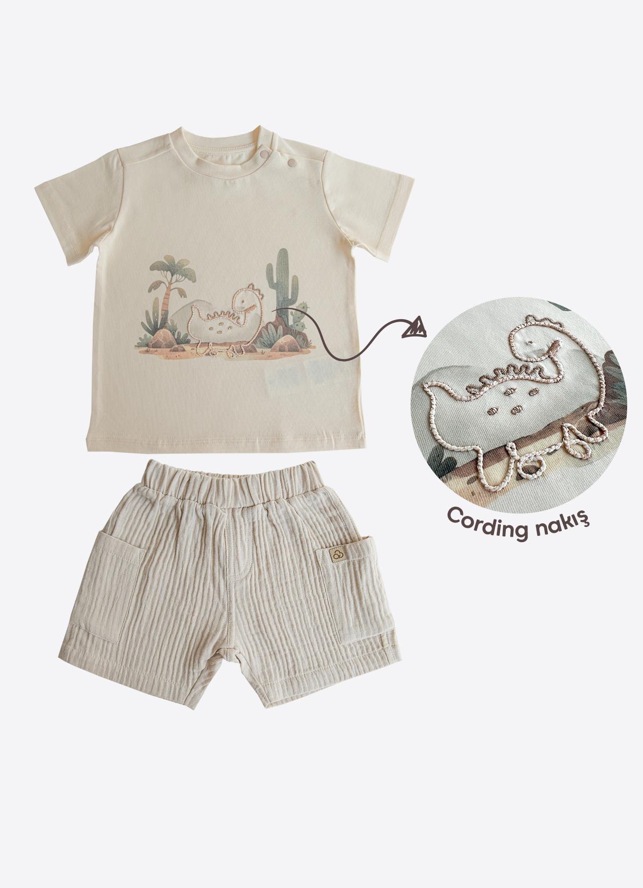 Organik Thomas 2'li Takım Bej