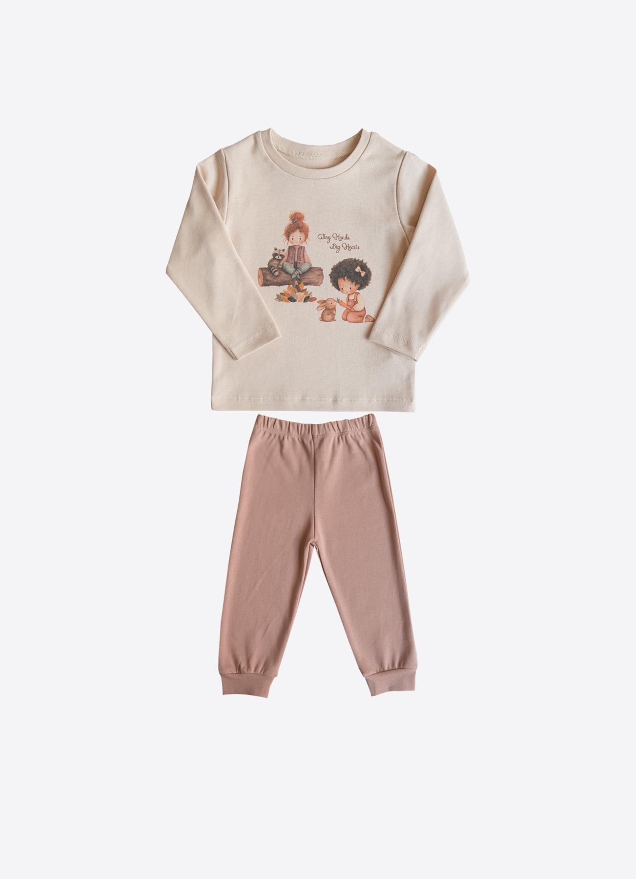 ORGANİK TINY HANDS 2'Lİ PİJAMA TAKIMI PEMBE
