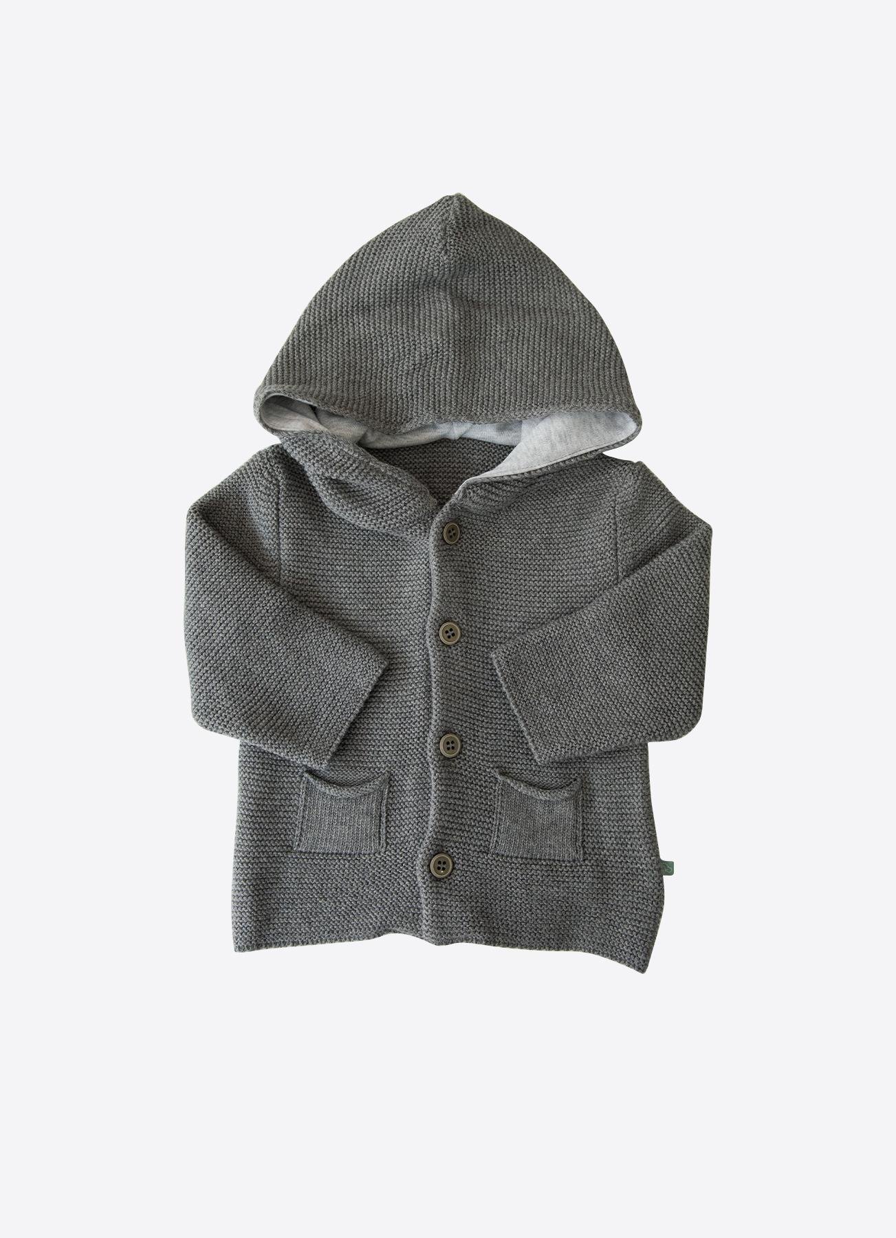 ORGANİK TRİKO TANTON HIRKA KOYU GRİ MELANJ