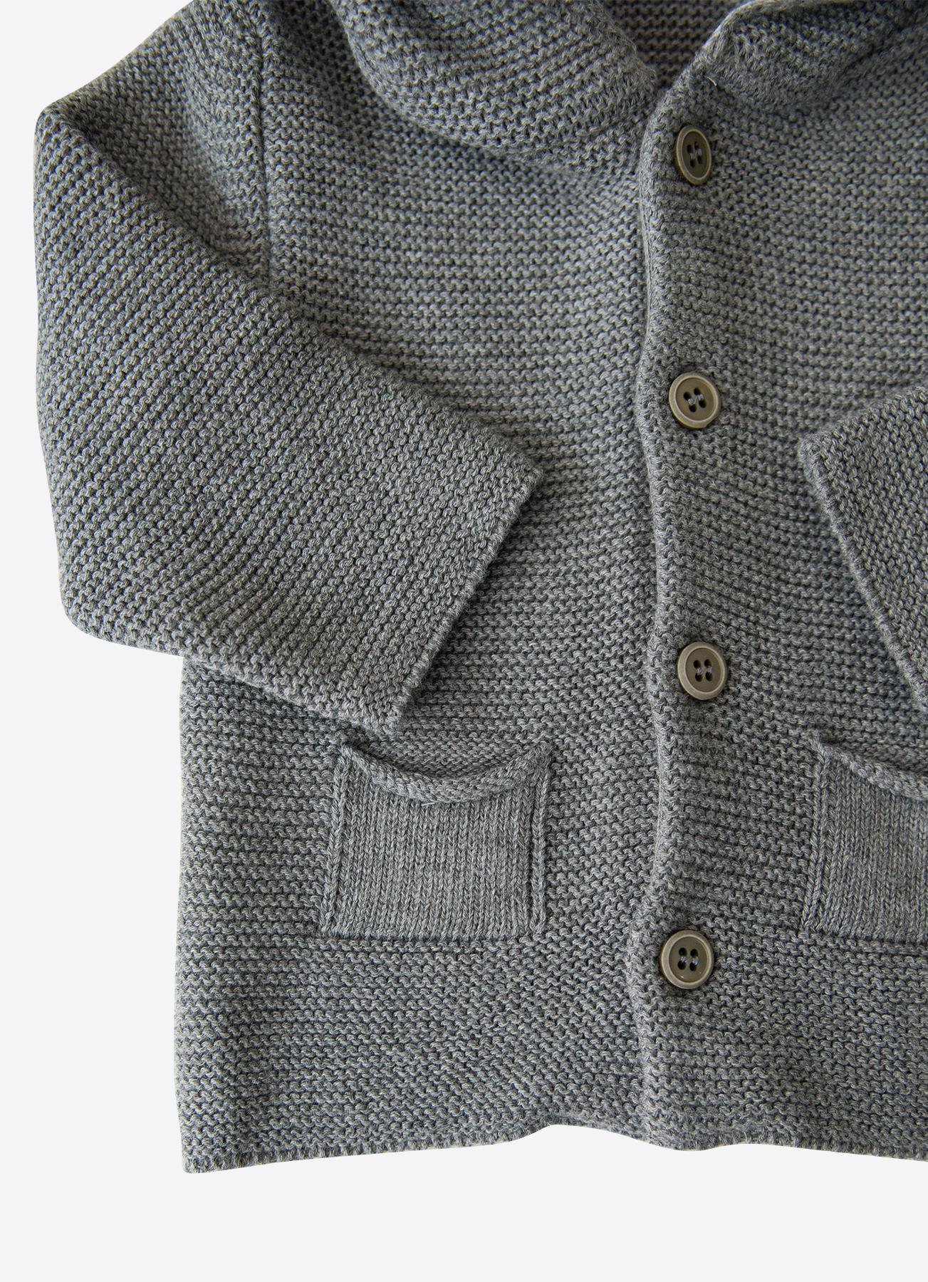 ORGANİK TRİKO TANTON HIRKA KOYU GRİ MELANJ