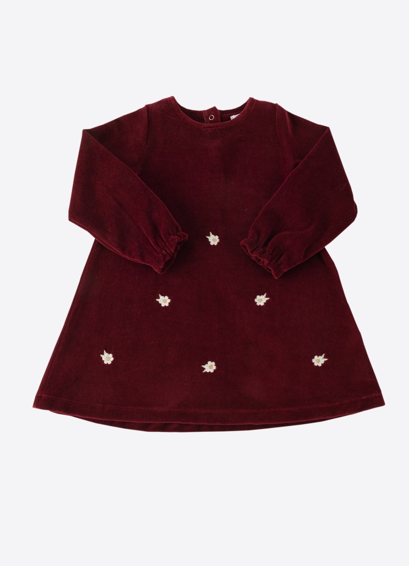 ORGANİK VELVET FLOWERS ELBİSE KIRMIZI