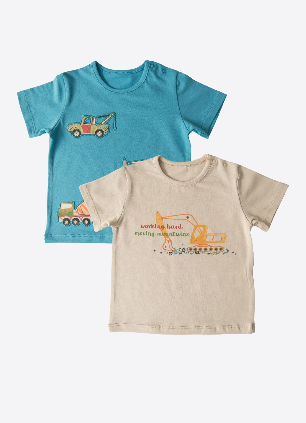 ORGANİK WORKING HARD 2'Lİ T-SHIRT MAVİ