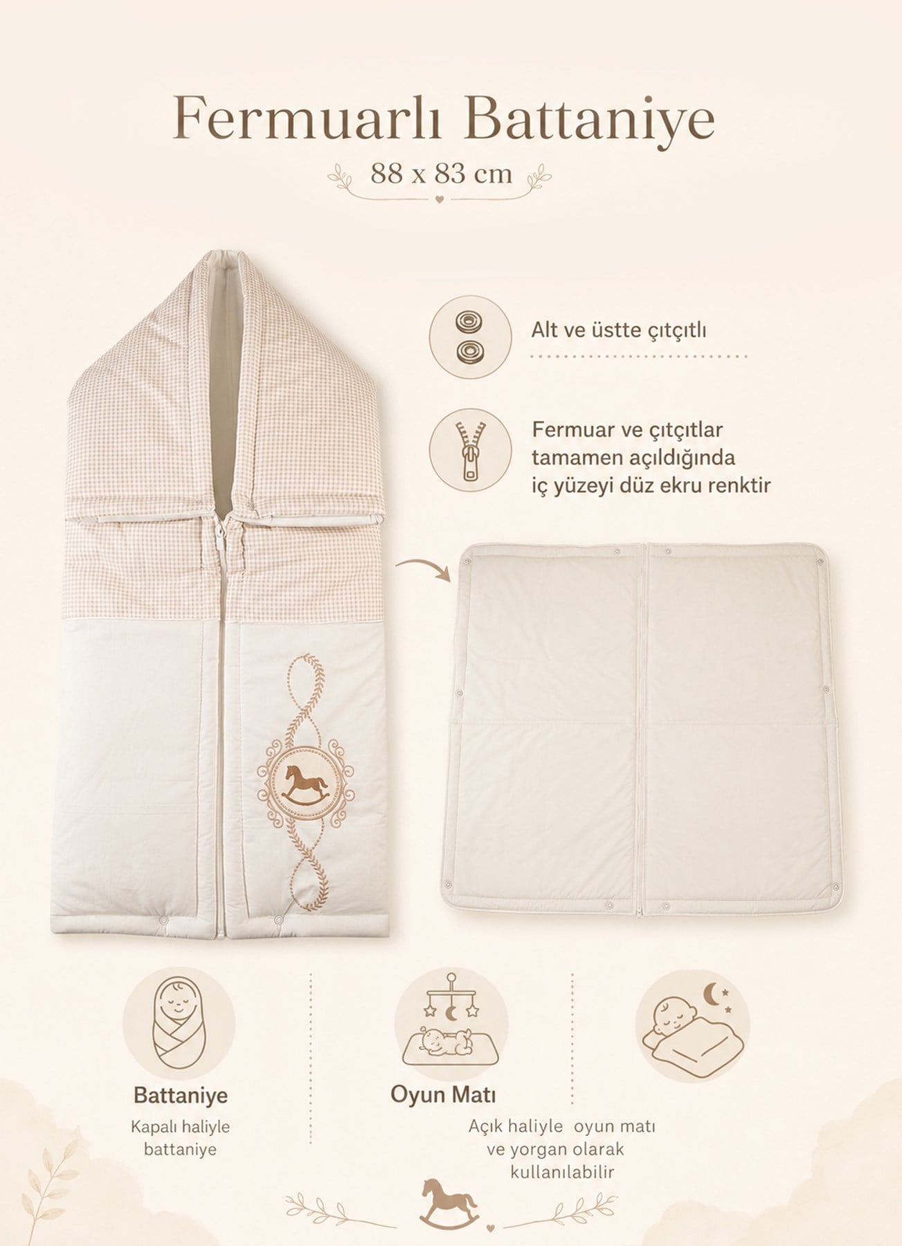 Royal Fermuarlı Battaniye Natural