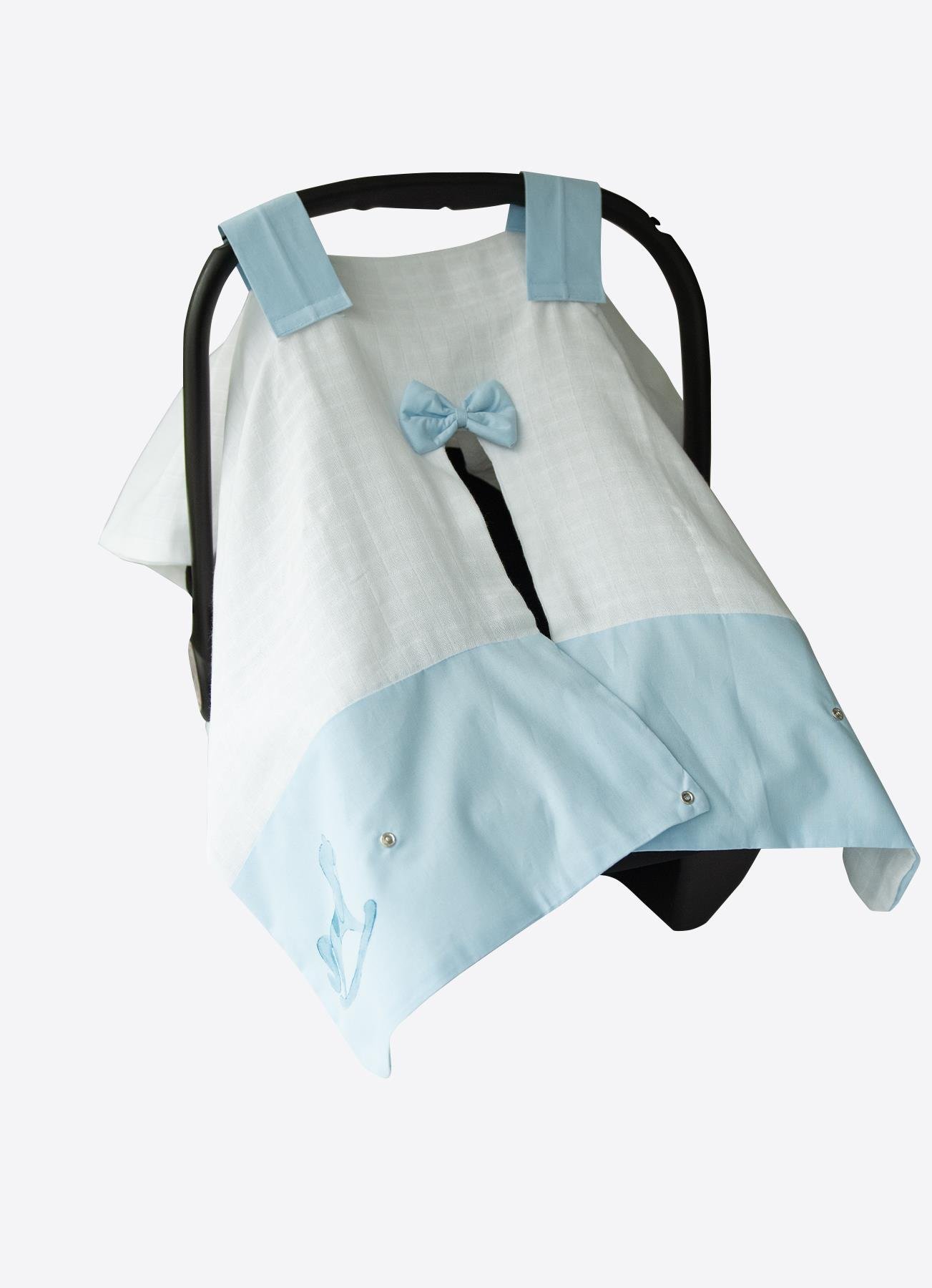 ZEN MÜSLİN PUSET ÖRTÜSÜ MAVİ