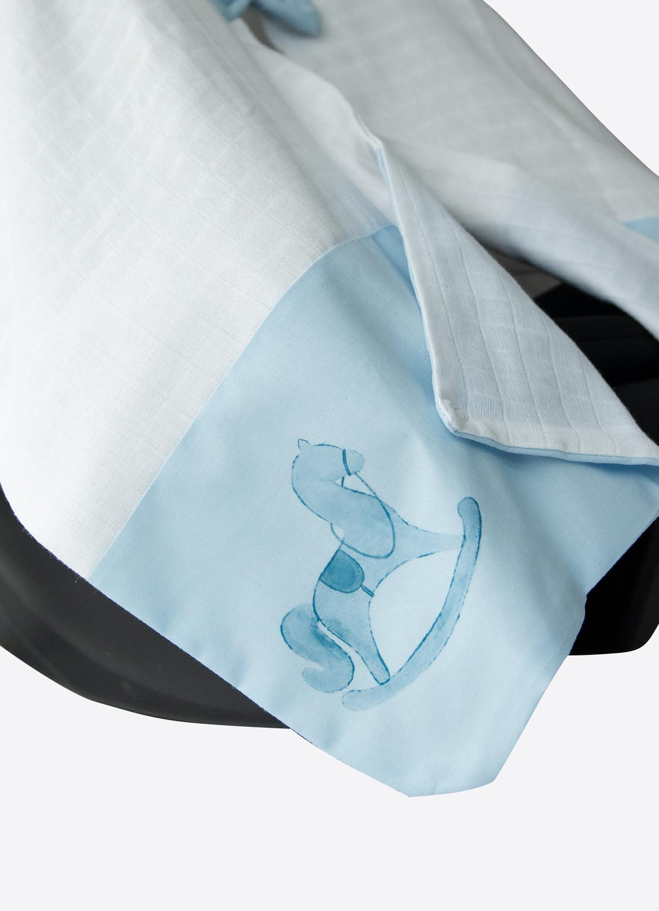 ZEN MÜSLİN PUSET ÖRTÜSÜ MAVİ