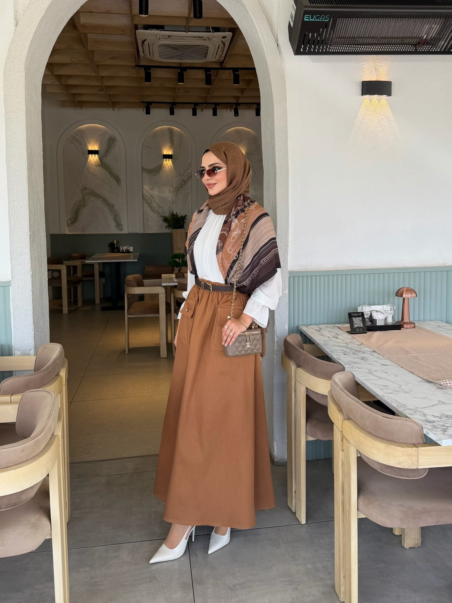 Gabardin etek camel