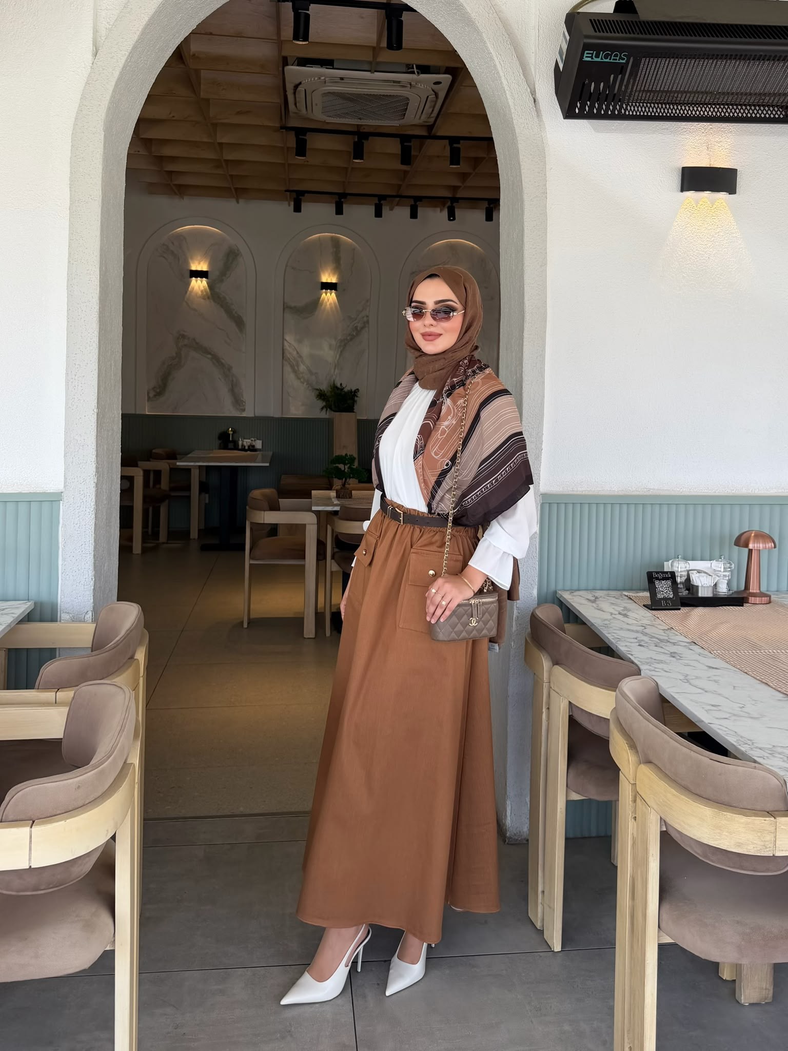 Gabardin etek camel