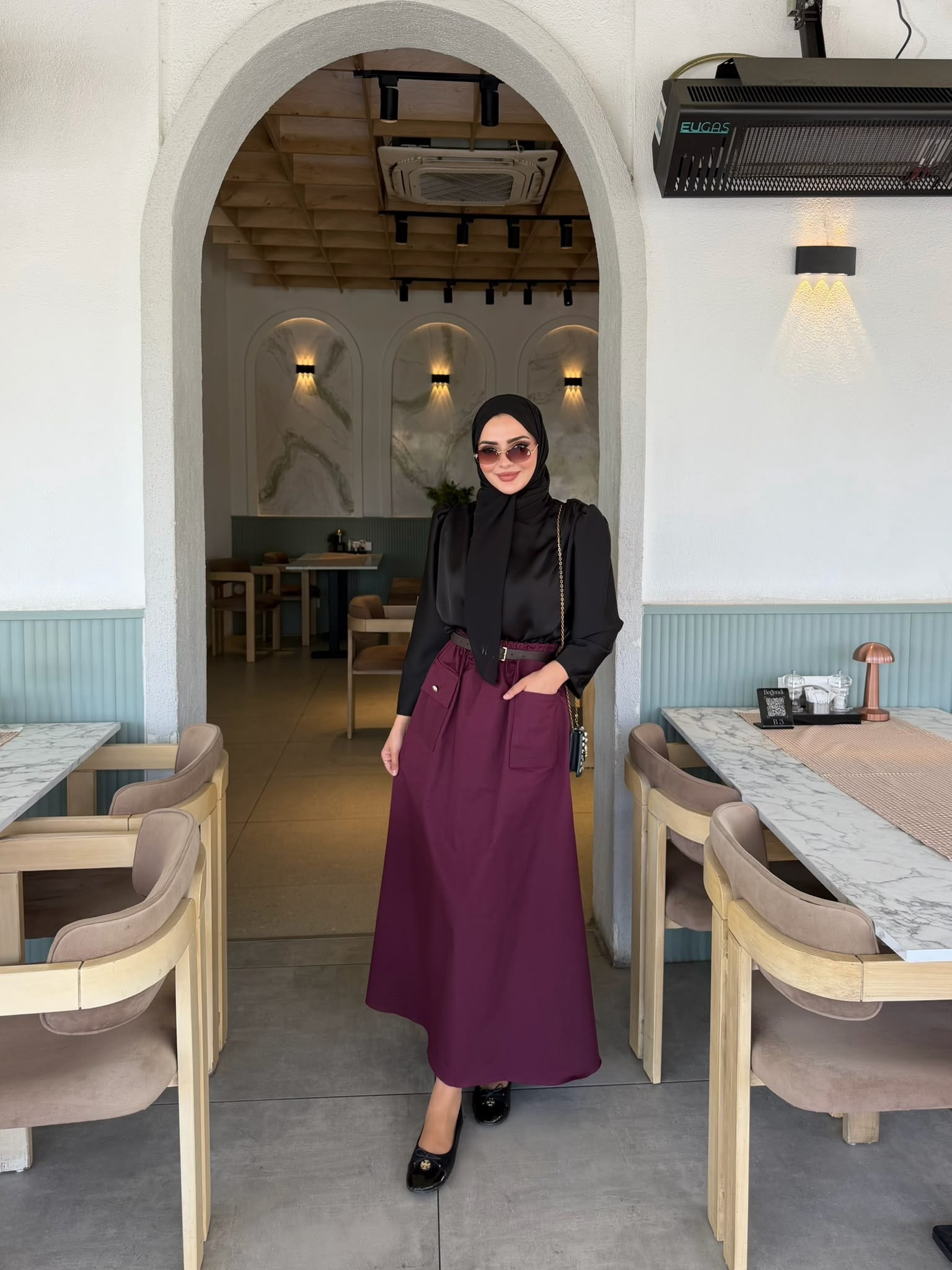 Gabardin etek mürdüm
