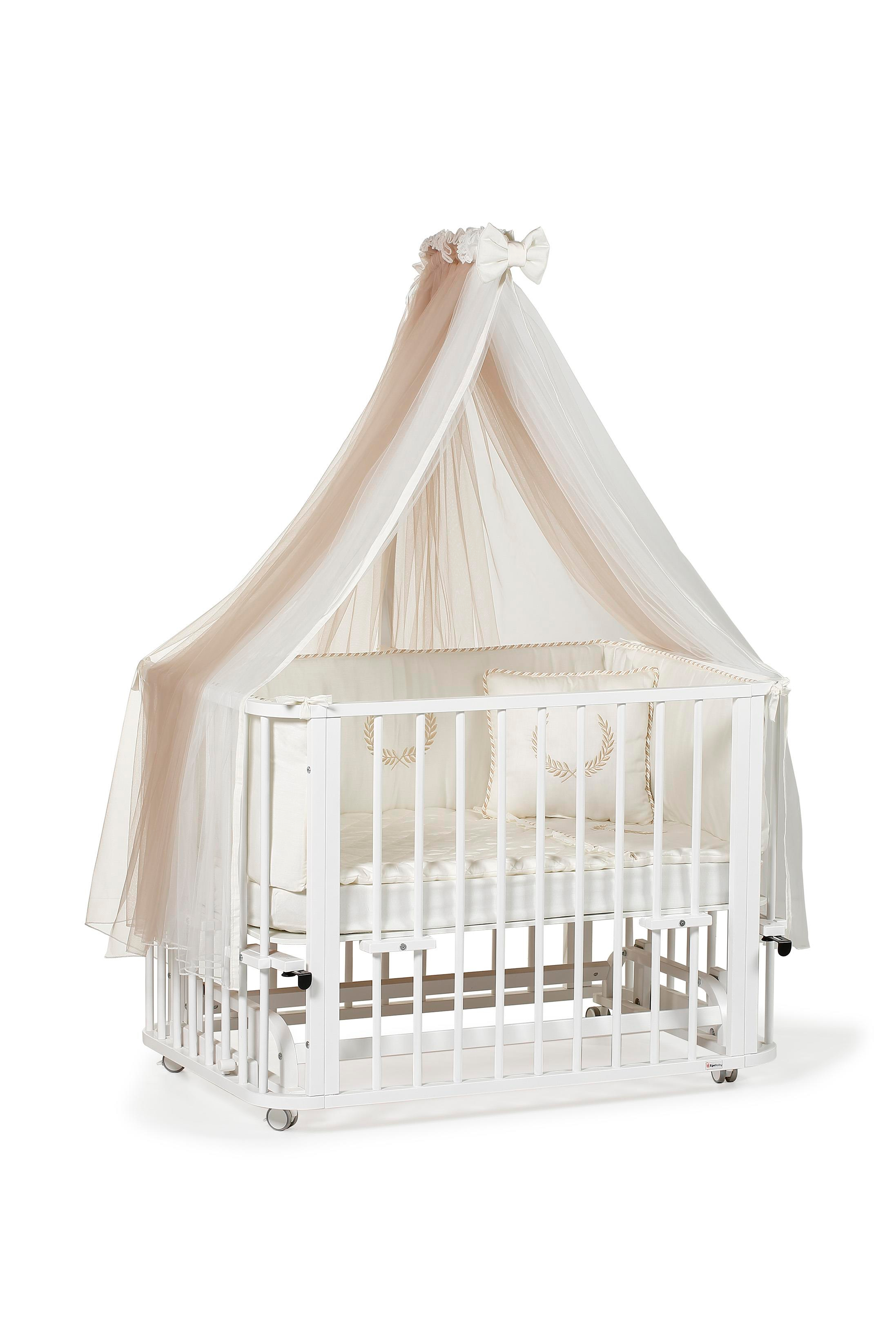 Beyaz Ahşap 6 in 1 Beşik Takım - 70x110