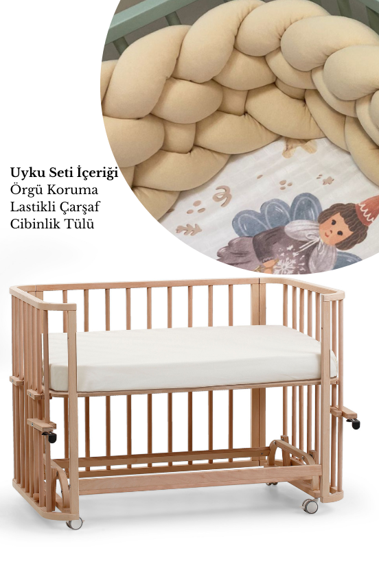 Doğal Ahşap 6 in 1 Beşik Takım - 70x110