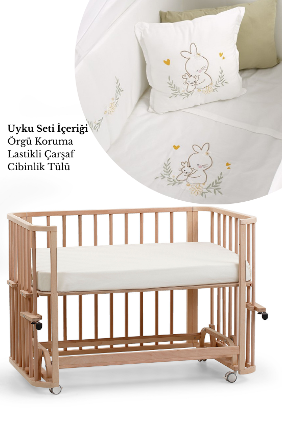 Doğal Ahşap 6 in 1 Beşik Takım - 70x110