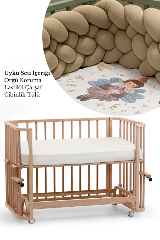 Doğal Ahşap 6 in 1 Beşik Takım - 70x110