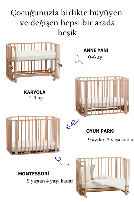 Doğal Ahşap 6 in 1 Beşik Takım - 70x110