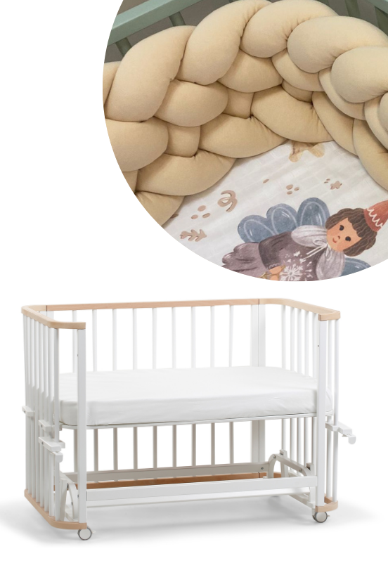 Doğal-Beyaz Ahşap 6 in 1 Beşik Takım - 70x110