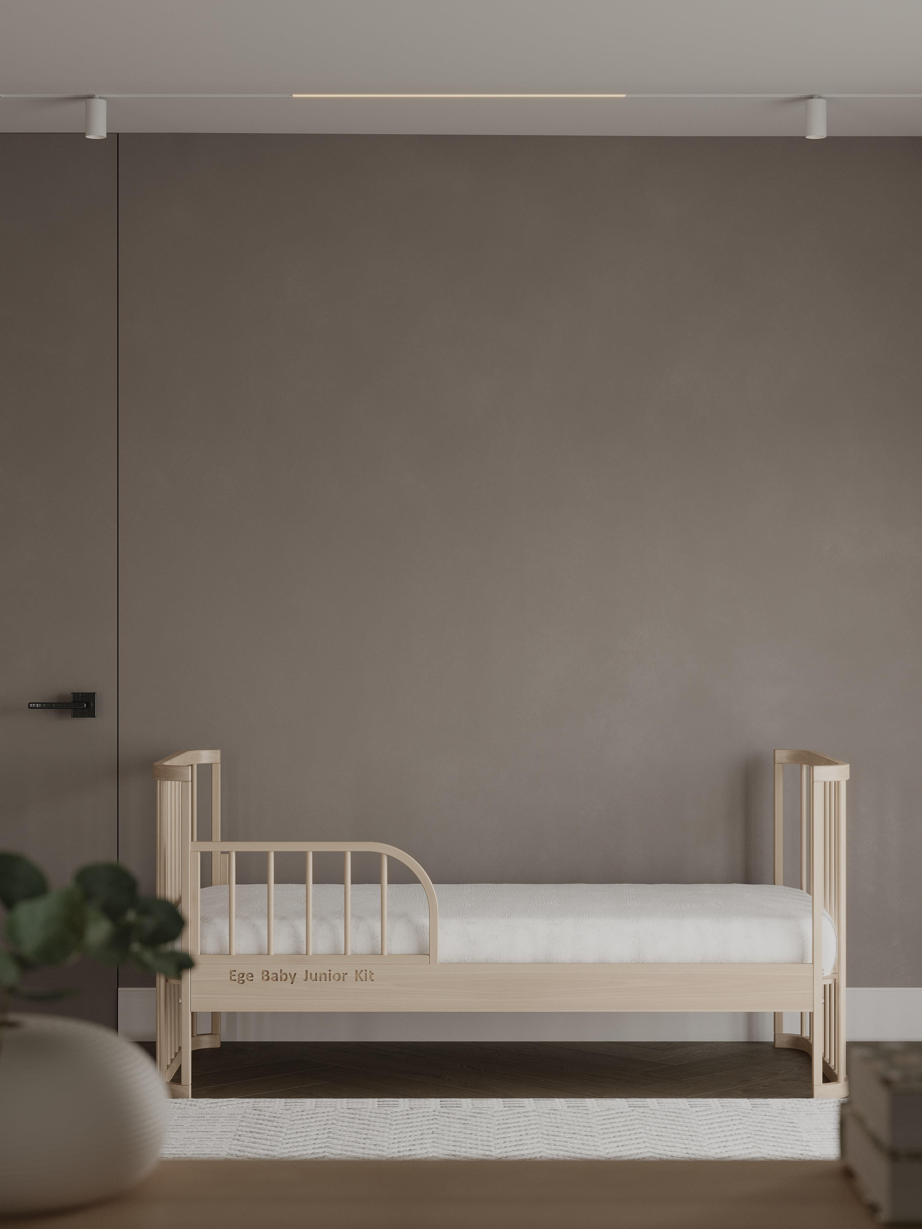 Doğal-Beyaz Ahşap 6 in 1 Beşik Takım - 70x110