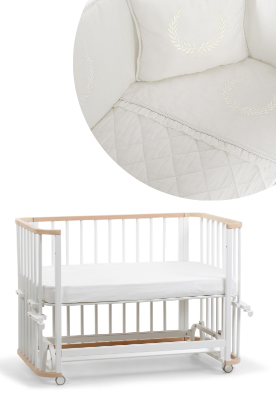 Doğal-Beyaz Ahşap 6 in 1 Beşik Takım - 70x110